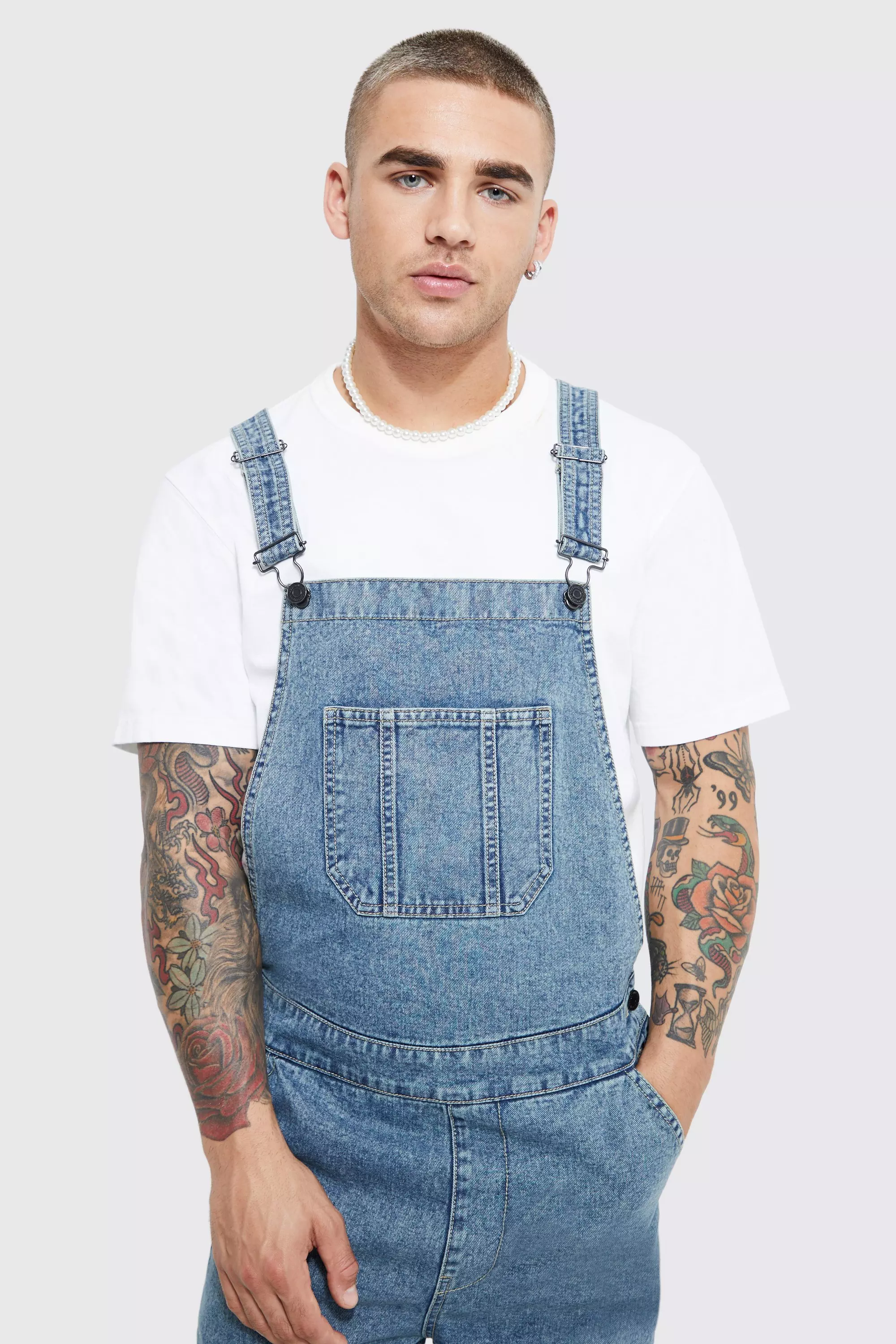 Relaxed Fit Overalls With Zip Hem | boohooMAN USA